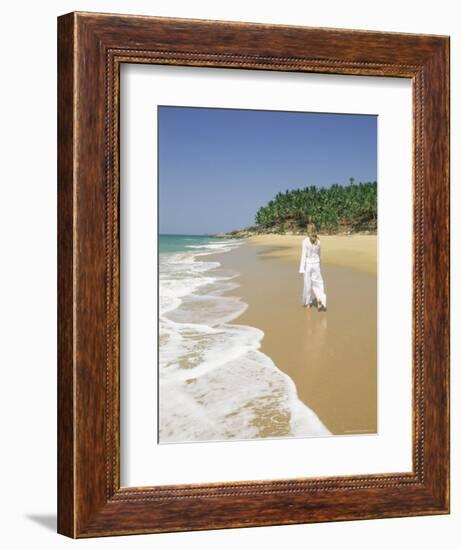 Woman Tourist Walking Along the Beach, Kovalam, Kerala State, India, Asia-Gavin Hellier-Framed Photographic Print