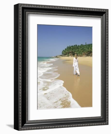 Woman Tourist Walking Along the Beach, Kovalam, Kerala State, India, Asia-Gavin Hellier-Framed Photographic Print