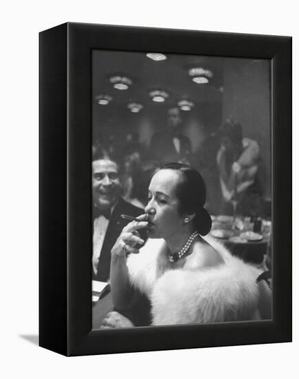 Woman Tries Lady's Cigar in Club After Release of Surgeon General's Report on Smoking Hazards-Ralph Morse-Framed Premier Image Canvas