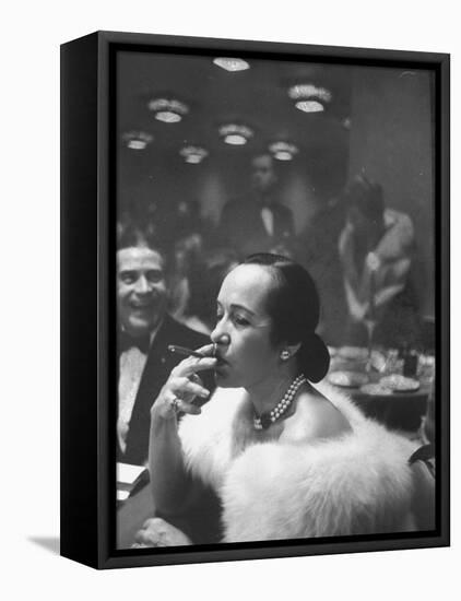 Woman Tries Lady's Cigar in Club After Release of Surgeon General's Report on Smoking Hazards-Ralph Morse-Framed Premier Image Canvas