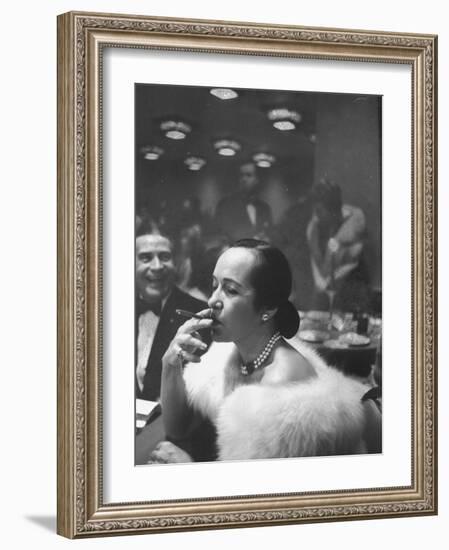 Woman Tries Lady's Cigar in Club After Release of Surgeon General's Report on Smoking Hazards-Ralph Morse-Framed Photographic Print