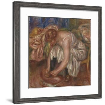 Woman tying her Shoe, 1918 by Pierre Auguste Renoir-Pierre Auguste Renoir-Framed Giclee Print
