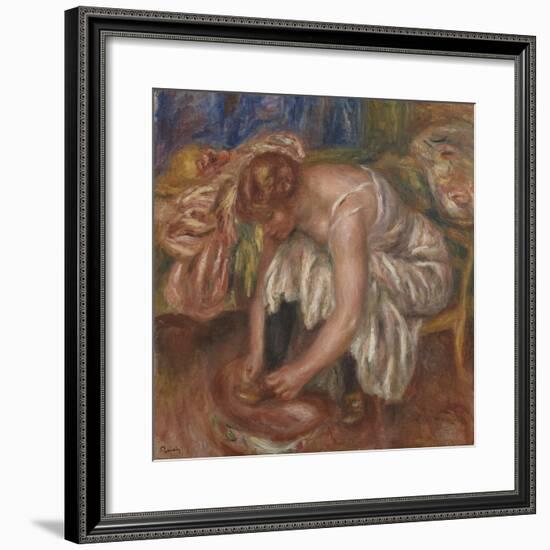 Woman tying her Shoe, 1918 by Pierre Auguste Renoir-Pierre Auguste Renoir-Framed Giclee Print