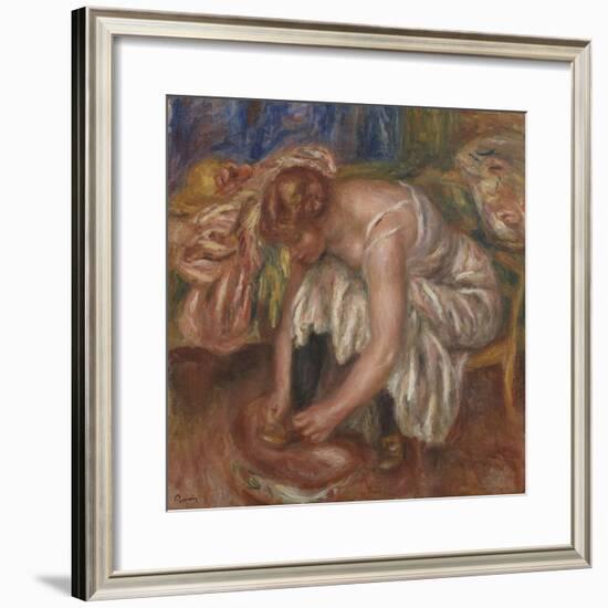 Woman tying her Shoe, 1918 by Pierre Auguste Renoir-Pierre Auguste Renoir-Framed Giclee Print