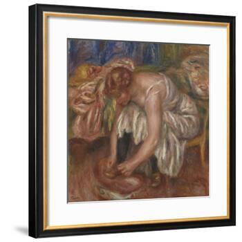 Woman tying her Shoe, 1918 by Pierre Auguste Renoir-Pierre Auguste Renoir-Framed Giclee Print