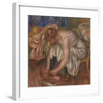 Woman tying her Shoe, 1918 by Pierre Auguste Renoir-Pierre Auguste Renoir-Framed Giclee Print