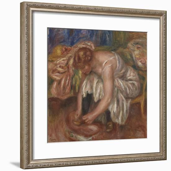 Woman tying her Shoe, 1918 by Pierre Auguste Renoir-Pierre Auguste Renoir-Framed Giclee Print