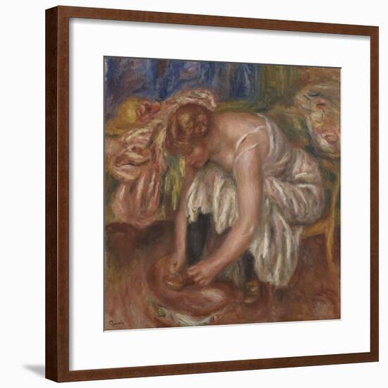 Woman tying her Shoe, 1918 by Pierre Auguste Renoir-Pierre Auguste Renoir-Framed Giclee Print