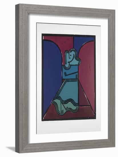 Woman under Arches, 2019 (Linocut)-Guilherme Pontes-Framed Giclee Print