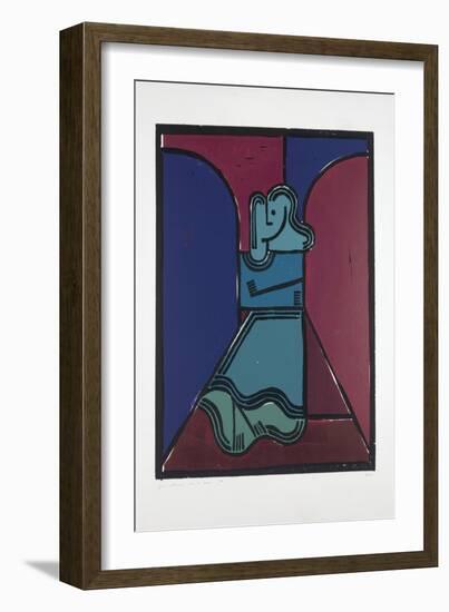 Woman under Arches, 2019 (Linocut)-Guilherme Pontes-Framed Giclee Print