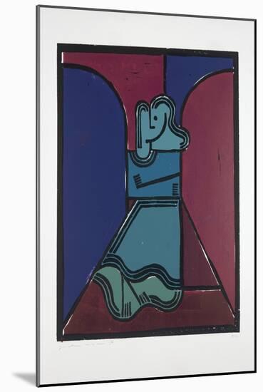Woman under Arches, 2019 (Linocut)-Guilherme Pontes-Mounted Giclee Print