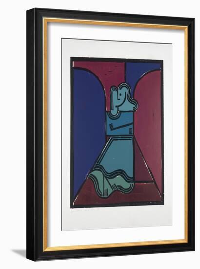 Woman under Arches, 2019 (Linocut)-Guilherme Pontes-Framed Giclee Print