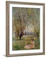 Woman Under the Willows-Claude Monet-Framed Art Print