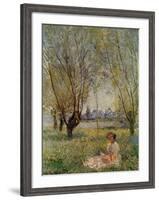 Woman Under the Willows-Claude Monet-Framed Art Print