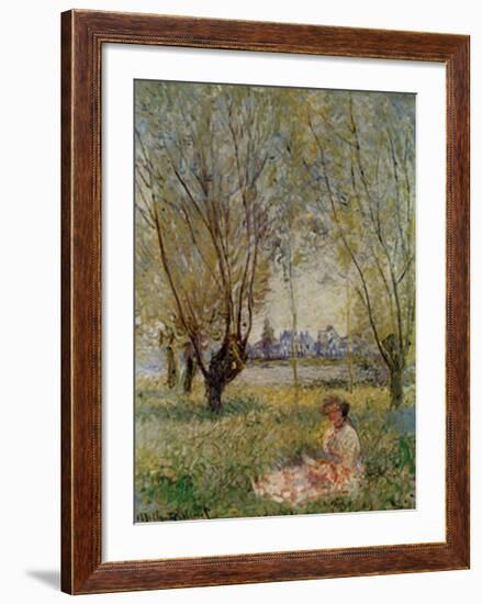 Woman Under the Willows-Claude Monet-Framed Art Print