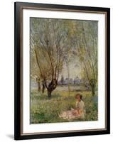 Woman Under the Willows-Claude Monet-Framed Art Print