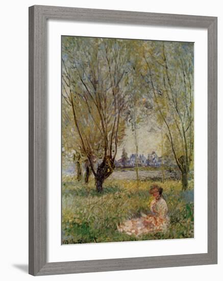 Woman Under the Willows-Claude Monet-Framed Art Print