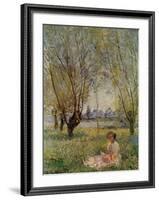 Woman Under the Willows-Claude Monet-Framed Art Print