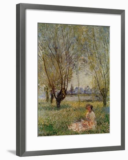 Woman Under the Willows-Claude Monet-Framed Art Print