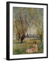 Woman Under the Willows-Claude Monet-Framed Art Print