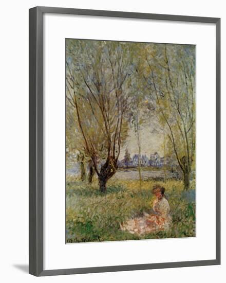 Woman Under the Willows-Claude Monet-Framed Art Print