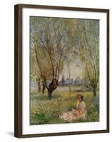 Woman Under the Willows-Claude Monet-Framed Art Print