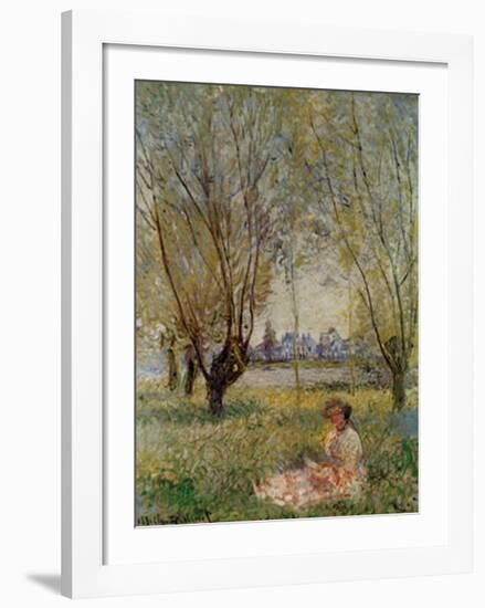 Woman Under the Willows-Claude Monet-Framed Art Print