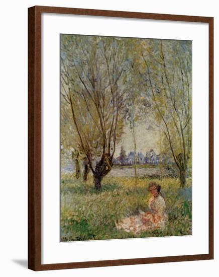 Woman Under the Willows-Claude Monet-Framed Art Print