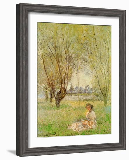 Woman Under the Willows-Claude Monet-Framed Art Print