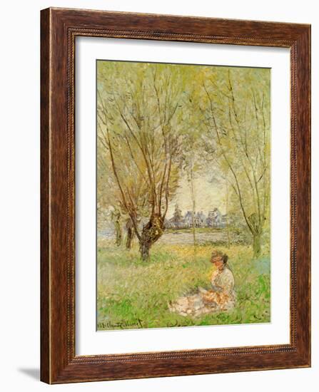 Woman Under the Willows-Claude Monet-Framed Art Print