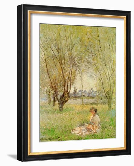 Woman Under the Willows-Claude Monet-Framed Art Print