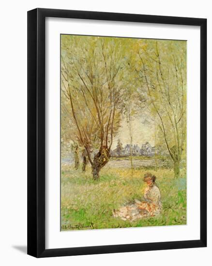 Woman Under the Willows-Claude Monet-Framed Art Print