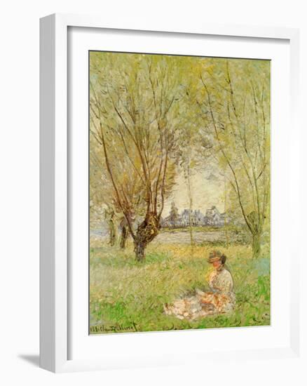 Woman Under the Willows-Claude Monet-Framed Art Print