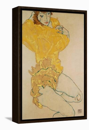 Woman Undressing, 1914-Egon Schiele-Framed Premier Image Canvas