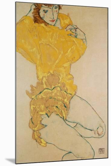 Woman Undressing, 1914-Egon Schiele-Mounted Premium Giclee Print