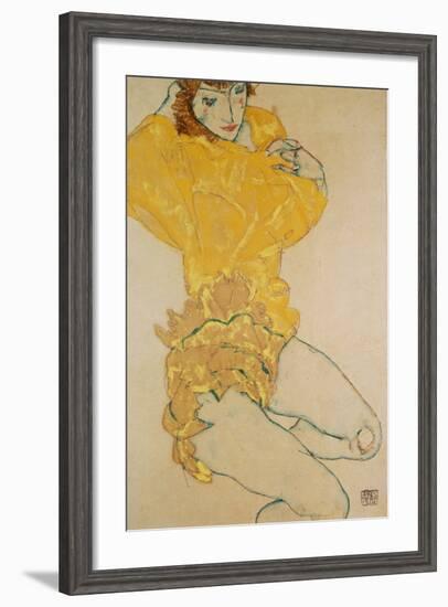 Woman Undressing, 1914-Egon Schiele-Framed Giclee Print