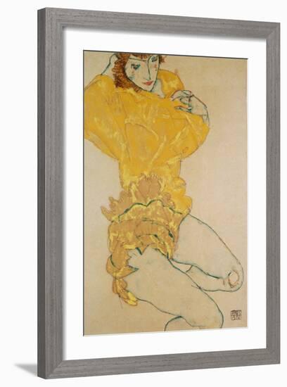 Woman Undressing, 1914-Egon Schiele-Framed Giclee Print