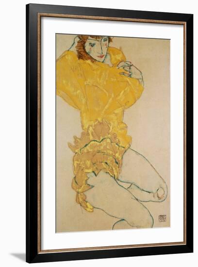 Woman Undressing, 1914-Egon Schiele-Framed Giclee Print