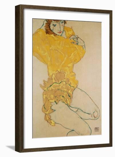 Woman Undressing, 1914-Egon Schiele-Framed Giclee Print