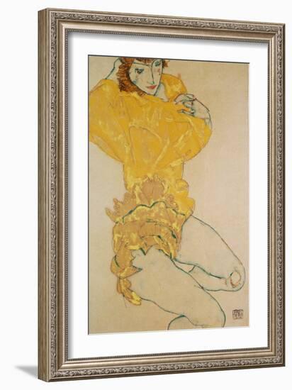 Woman Undressing, 1914-Egon Schiele-Framed Giclee Print