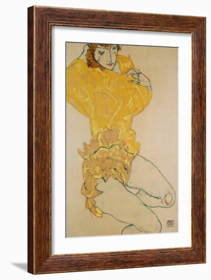 Woman Undressing, 1914-Egon Schiele-Framed Giclee Print