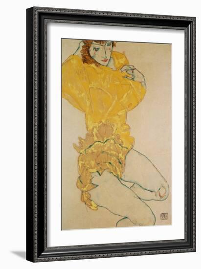 Woman Undressing, 1914-Egon Schiele-Framed Giclee Print