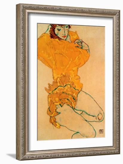 Woman Undressing, 1914-Egon Schiele-Framed Giclee Print