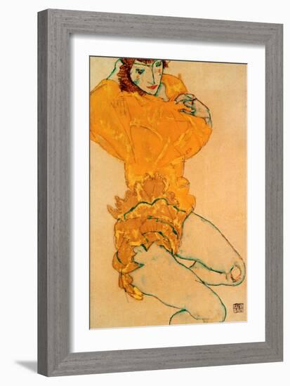 Woman Undressing, 1914-Egon Schiele-Framed Giclee Print