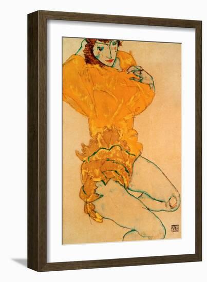 Woman Undressing, 1914-Egon Schiele-Framed Giclee Print