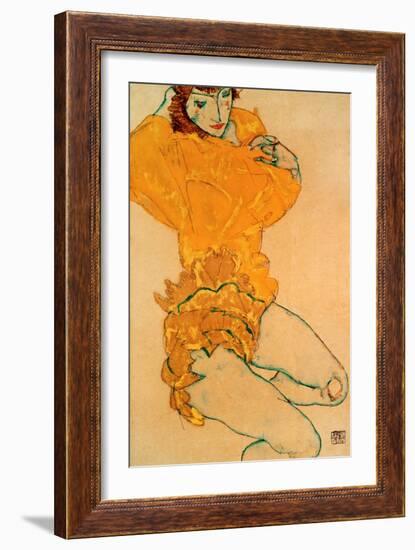 Woman Undressing, 1914-Egon Schiele-Framed Giclee Print