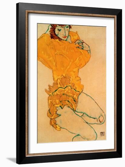 Woman Undressing, 1914-Egon Schiele-Framed Giclee Print