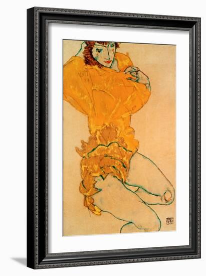 Woman Undressing, 1914-Egon Schiele-Framed Giclee Print