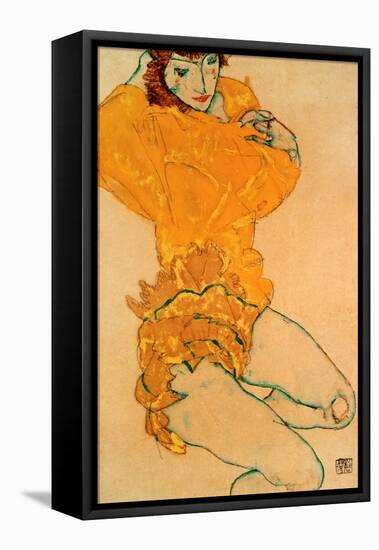 Woman Undressing, 1914-Egon Schiele-Framed Premier Image Canvas