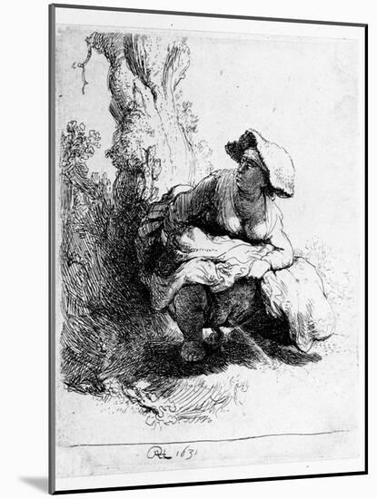Woman Urinating under a Tree, 1631 (Etching)-Rembrandt van Rijn-Mounted Giclee Print